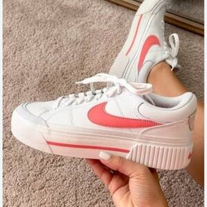 Nike court legacy lift pink and white sneakers worn once